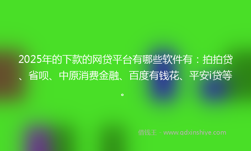 2025年的下款的网贷平台有哪些软件有：拍拍贷、省呗、中原消费金融、百度有钱花、平安i贷等。