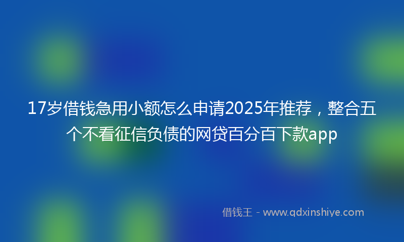 17岁借钱急用小额怎么申请2025年推荐，整合五个不看征信负债的网贷百分百下款app