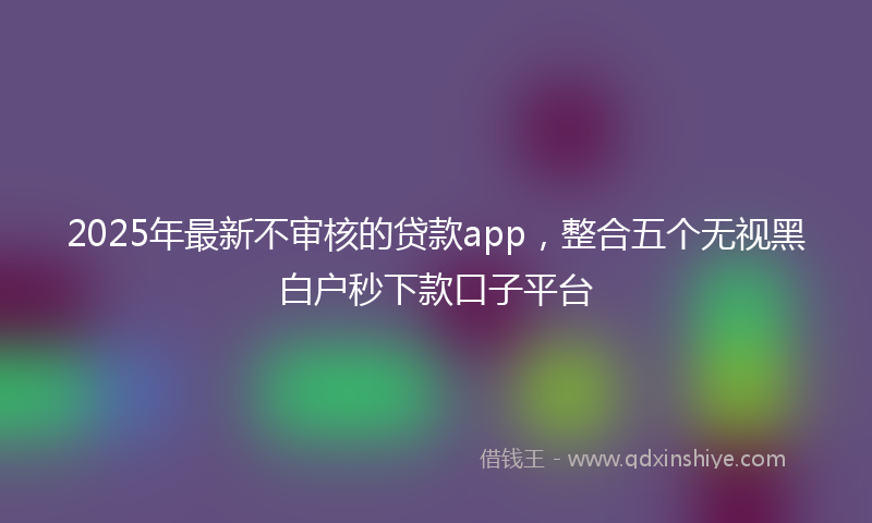 2025年最新不审核的贷款app，整合五个无视黑白户秒下款口子平台