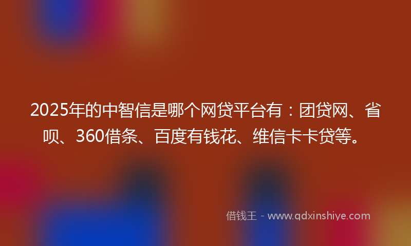 2025年的中智信是哪个网贷平台有：团贷网、省呗、360借条、百度有钱花、维信卡卡贷等。