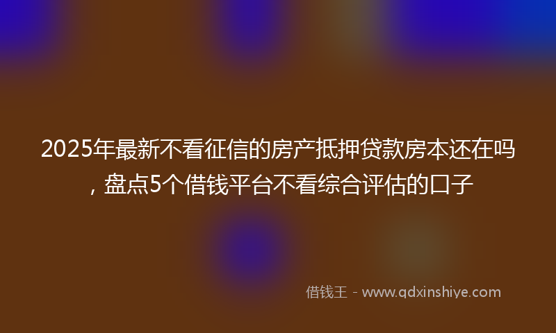 2025年最新不看征信的房产抵押贷款房本还在吗，盘点5个借钱平台不看综合评估的口子