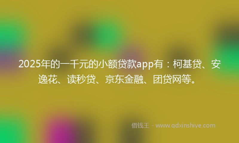 2025年的一千元的小额贷款app有：柯基贷、安逸花、读秒贷、京东金融、团贷网等。