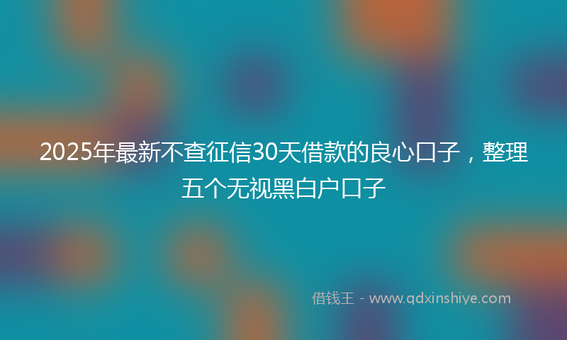 2025年最新不查征信30天借款的良心口子，整理五个无视黑白户口子