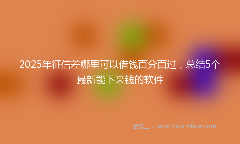 2025年征信差哪里可以借钱百分百过，总结5个最新能下来钱的软件
