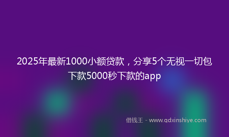 2025年最新1000小额贷款，分享5个无视一切包下款5000秒下款的app