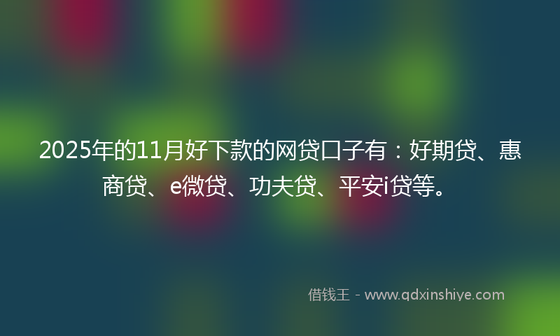 2025年的11月好下款的网贷口子有：好期贷、惠商贷、e微贷、功夫贷、平安i贷等。