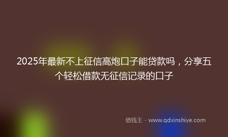 2025年最新不上征信高炮口子能贷款吗，分享五个轻松借款无征信记录的口子