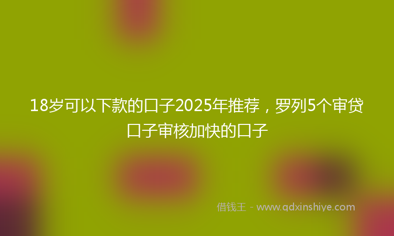 18岁可以下款的口子2025年推荐，罗列5个审贷口子审核加快的口子