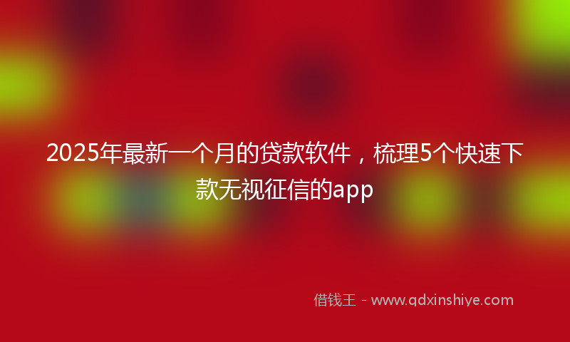 2025年最新一个月的贷款软件，梳理5个快速下款无视征信的app