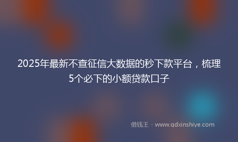 2025年最新不查征信大数据的秒下款平台，梳理5个必下的小额贷款口子
