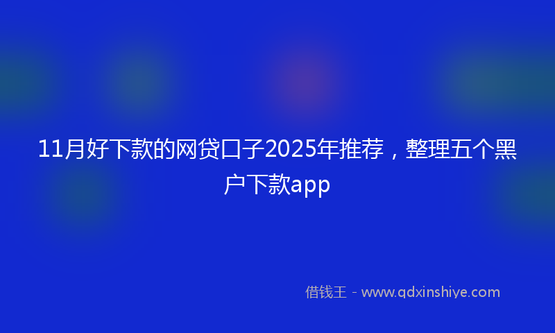 11月好下款的网贷口子2025年推荐，整理五个黑户下款app