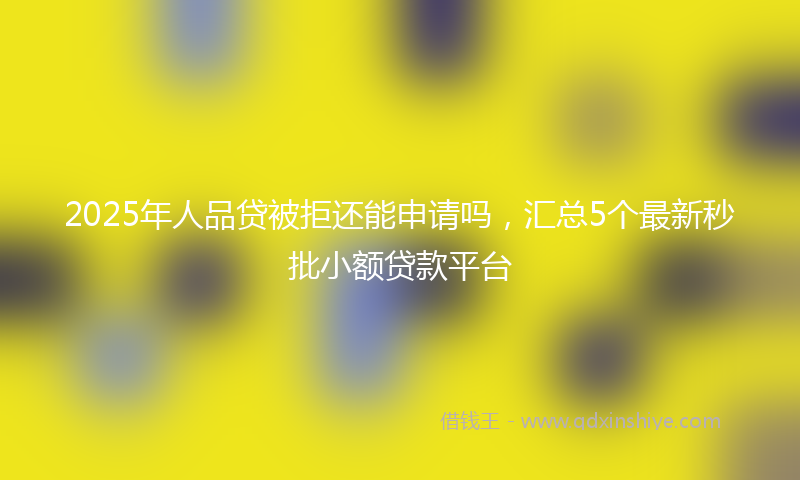 2025年人品贷被拒还能申请吗，汇总5个最新秒批小额贷款平台
