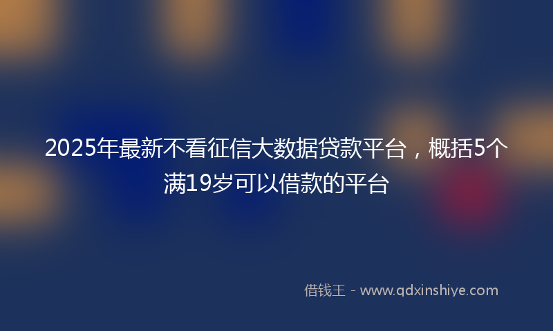 2025年最新不看征信大数据贷款平台，概括5个满19岁可以借款的平台