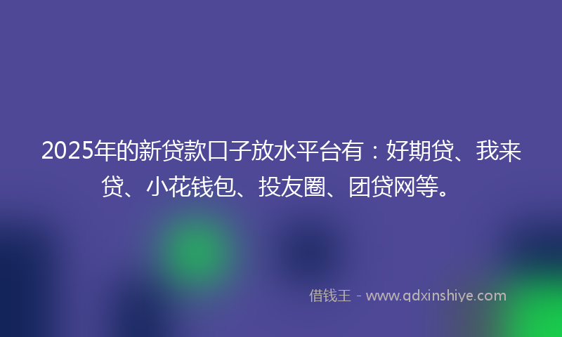 2025年的新贷款口子放水平台有：好期贷、我来贷、小花钱包、投友圈、团贷网等。