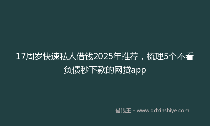 17周岁快速私人借钱2025年推荐，梳理5个不看负债秒下款的网贷app
