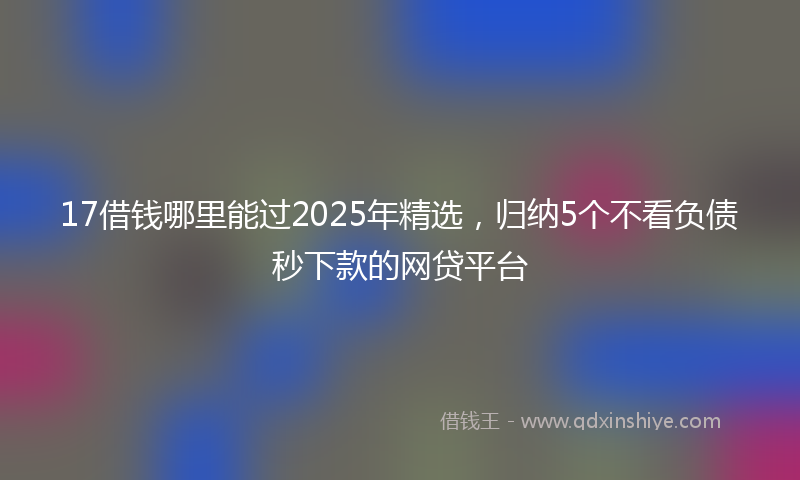 17借钱哪里能过2025年精选，归纳5个不看负债秒下款的网贷平台