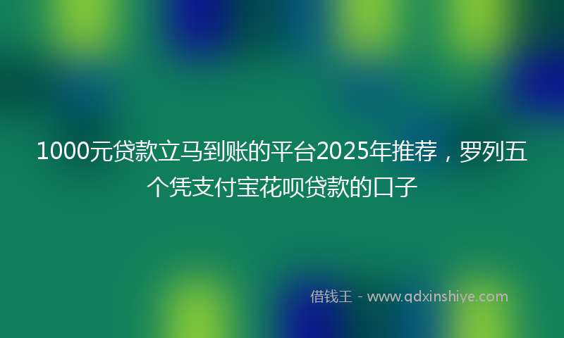 1000元贷款立马到账的平台2025年推荐，罗列五个凭支付宝花呗贷款的口子