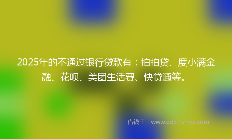 2025年的不通过银行贷款有：拍拍贷、度小满金融、花呗、美团生活费、快贷通等。