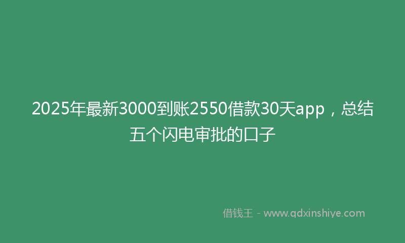 2025年最新3000到账2550借款30天app，总结五个闪电审批的口子