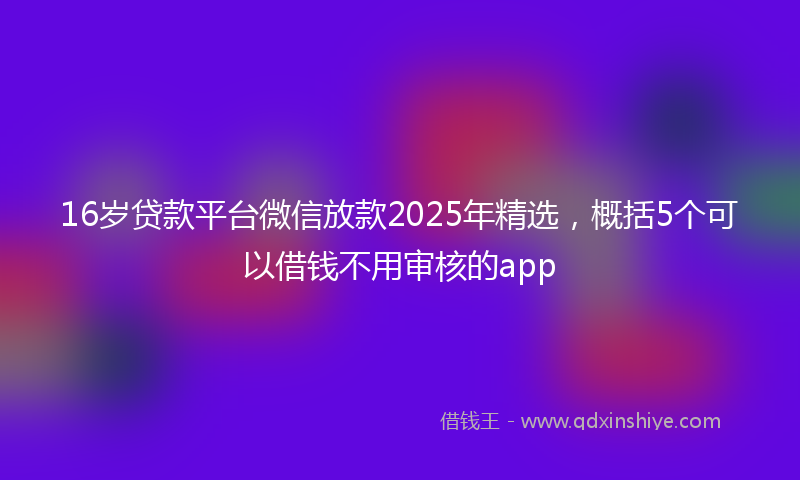 16岁贷款平台微信放款2025年精选，概括5个可以借钱不用审核的app