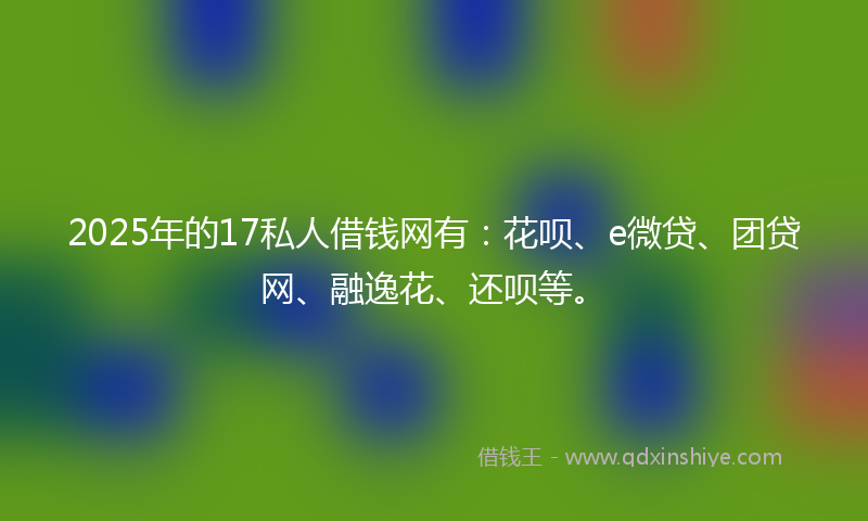 2025年的17私人借钱网有：花呗、e微贷、团贷网、融逸花、还呗等。