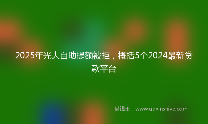 2025年光大自助提额被拒，概括5个2024最新贷款平台