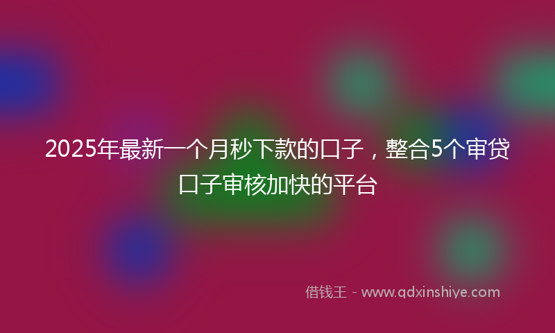 2025年最新一个月秒下款的口子，整合5个审贷口子审核加快的平台