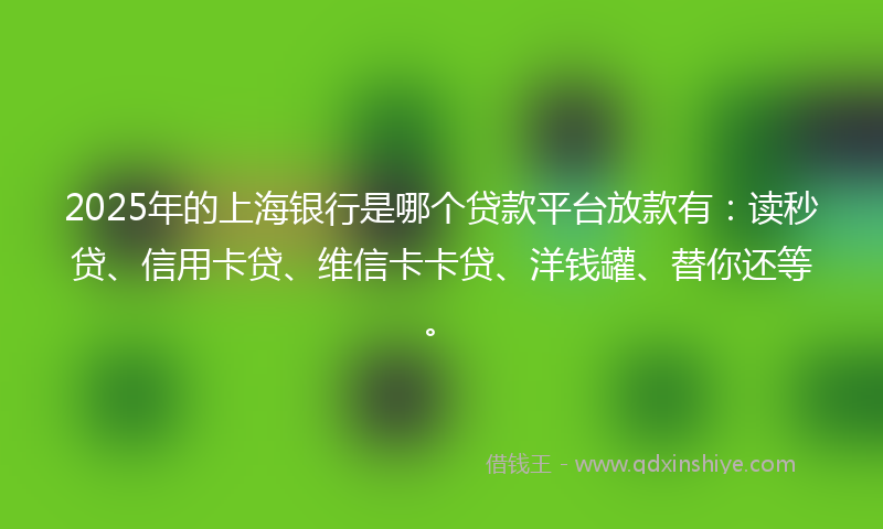 2025年的上海银行是哪个贷款平台放款有：读秒贷、信用卡贷、维信卡卡贷、洋钱罐、替你还等。