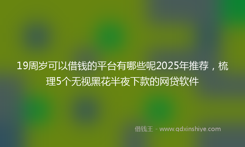 19周岁可以借钱的平台有哪些呢2025年推荐，梳理5个无视黑花半夜下款的网贷软件