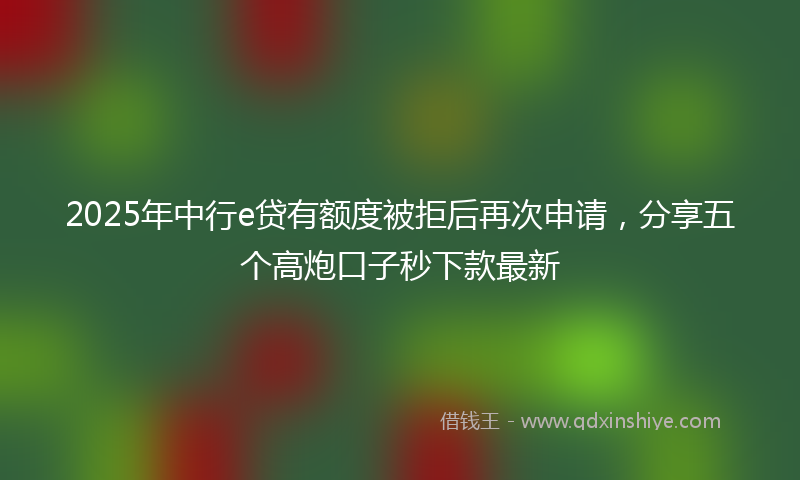 2025年中行e贷有额度被拒后再次申请，分享五个高炮口子秒下款最新