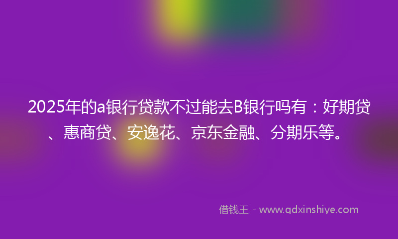 2025年的a银行贷款不过能去B银行吗有：好期贷、惠商贷、安逸花、京东金融、分期乐等。