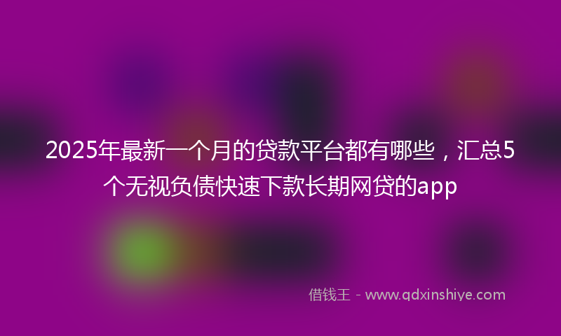 2025年最新一个月的贷款平台都有哪些，汇总5个无视负债快速下款长期网贷的app
