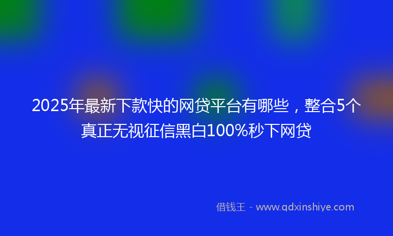 2025年最新下款快的网贷平台有哪些，整合5个真正无视征信黑白100%秒下网贷