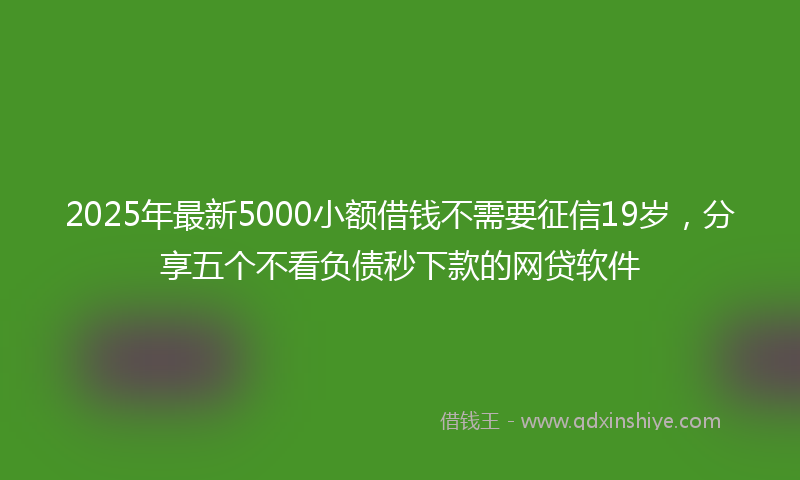 2025年最新5000小额借钱不需要征信19岁，分享五个不看负债秒下款的网贷软件