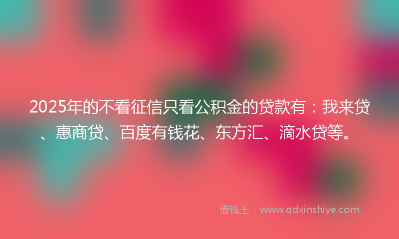 2025年的不看征信只看公积金的贷款有：我来贷、惠商贷、百度有钱花、东方汇、滴水贷等。