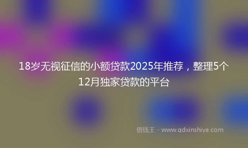 18岁无视征信的小额贷款2025年推荐，整理5个12月独家贷款的平台