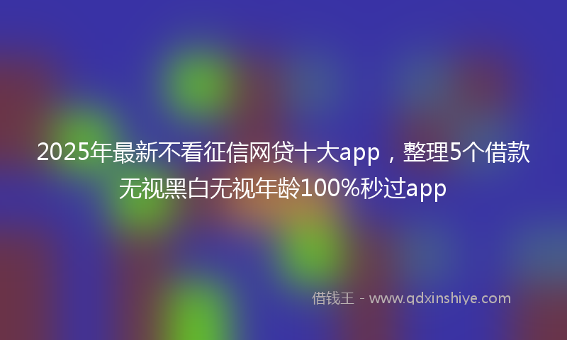 2025年最新不看征信网贷十大app，整理5个借款无视黑白无视年龄100%秒过app