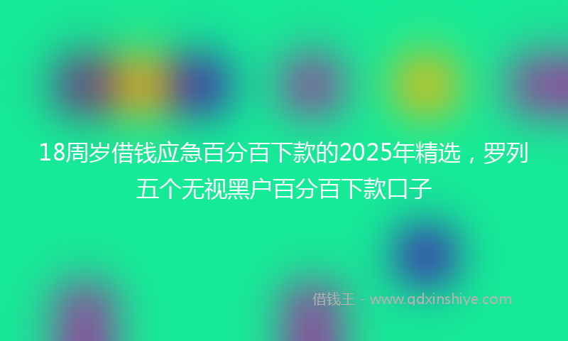 18周岁借钱应急百分百下款的2025年精选，罗列五个无视黑户百分百下款口子