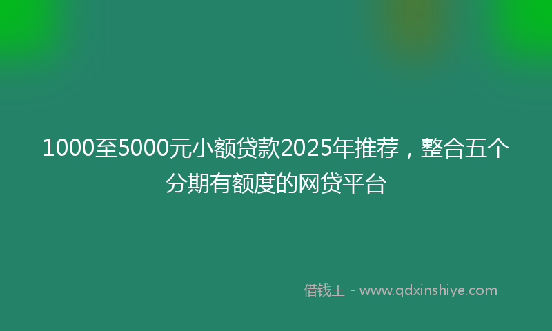 1000至5000元小额贷款2025年推荐，整合五个分期有额度的网贷平台