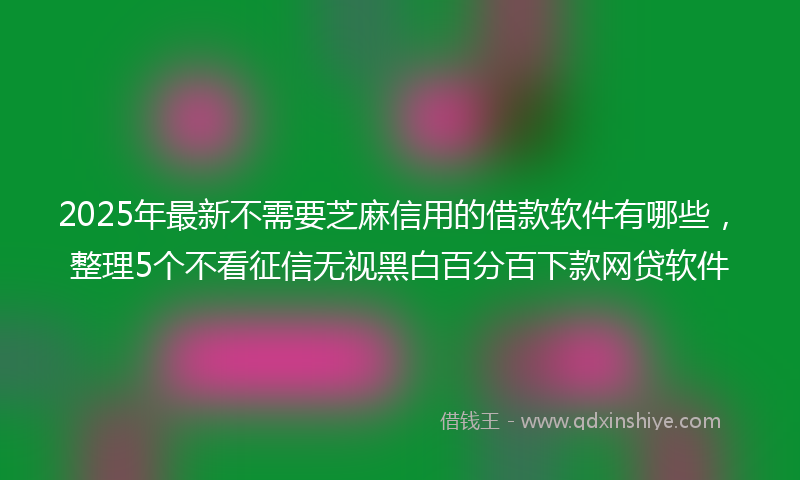 2025年最新不需要芝麻信用的借款软件有哪些，整理5个不看征信无视黑白百分百下款网贷软件