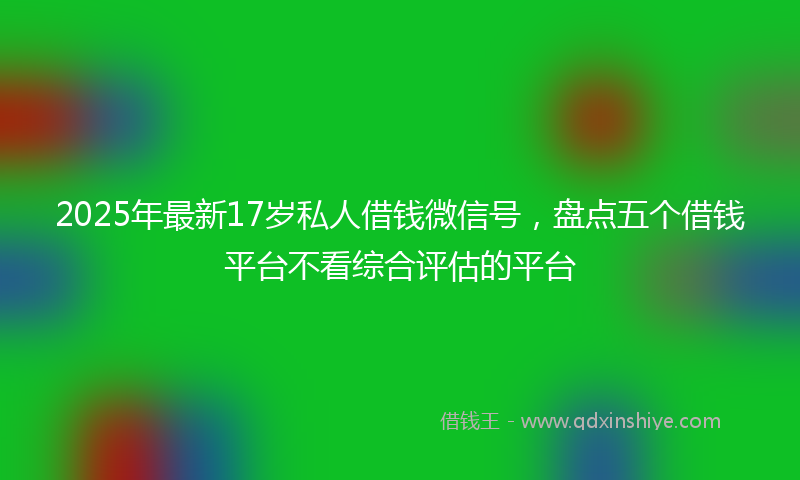 2025年最新17岁私人借钱微信号，盘点五个借钱平台不看综合评估的平台
