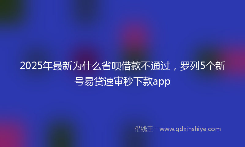 2025年最新为什么省呗借款不通过，罗列5个新号易贷速审秒下款app