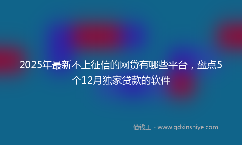 2025年最新不上征信的网贷有哪些平台，盘点5个12月独家贷款的软件