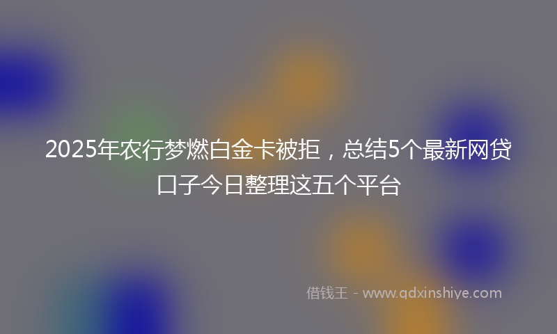 2025年农行梦燃白金卡被拒，总结5个最新网贷口子今日整理这五个平台