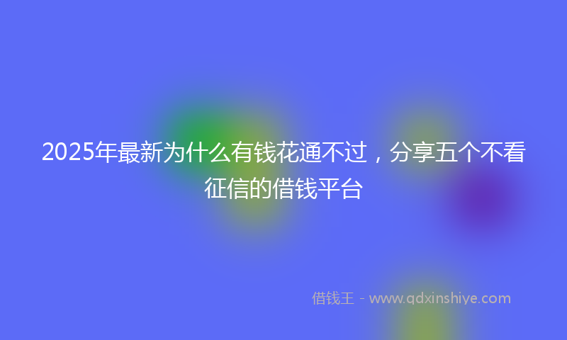 2025年最新为什么有钱花通不过，分享五个不看征信的借钱平台
