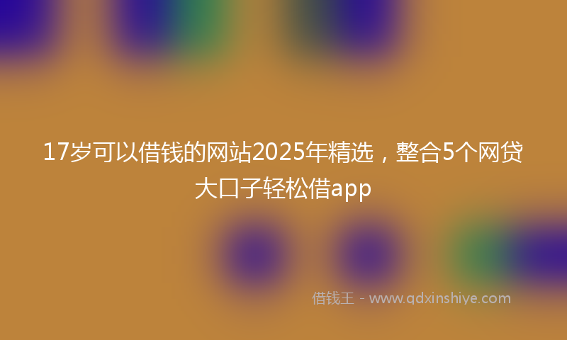 17岁可以借钱的网站2025年精选，整合5个网贷大口子轻松借app