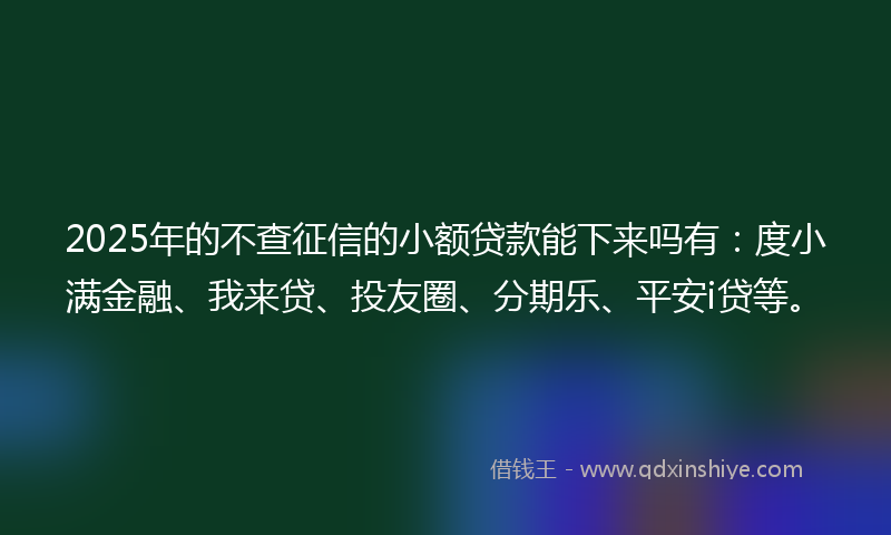 2025年的不查征信的小额贷款能下来吗有：度小满金融、我来贷、投友圈、分期乐、平安i贷等。