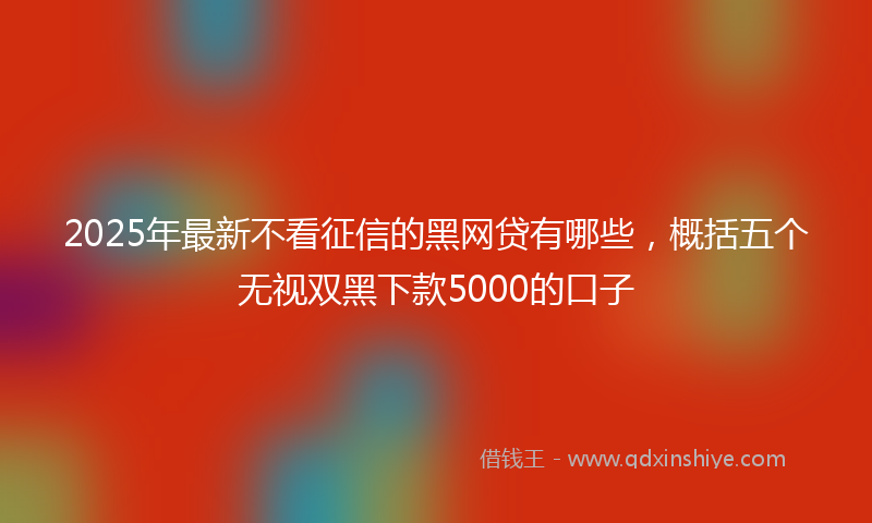 2025年最新不看征信的黑网贷有哪些，概括五个无视双黑下款5000的口子