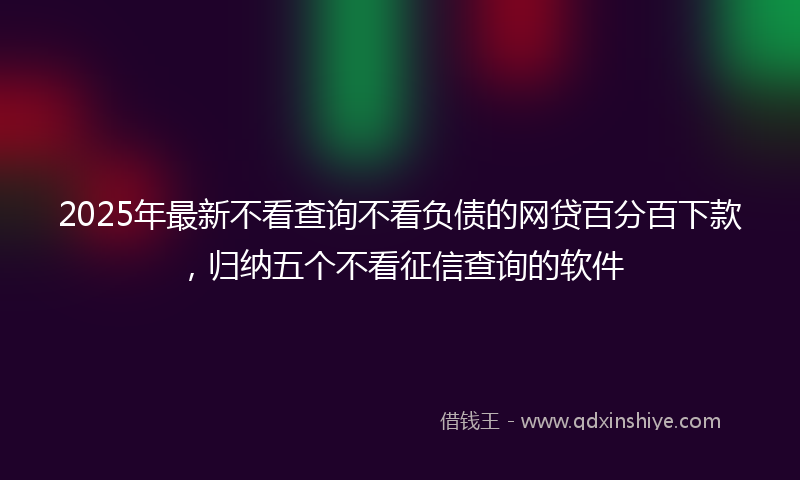 2025年最新不看查询不看负债的网贷百分百下款，归纳五个不看征信查询的软件