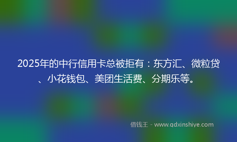2025年的中行信用卡总被拒有：东方汇、微粒贷、小花钱包、美团生活费、分期乐等。